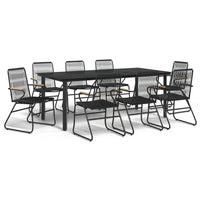 Set da Pranzo da Giardino 9 pz Nero in Rattan PVC 3099214