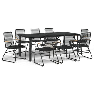 Set da Pranzo da Giardino 9 pz Nero in Rattan PVC 3099214