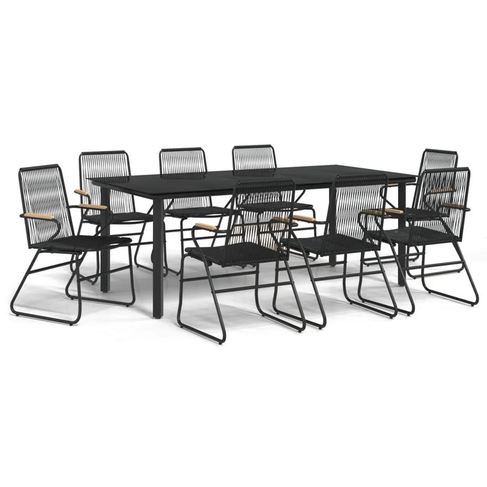 Set da Pranzo da Giardino 9 pz Nero in Rattan PVC 3099214