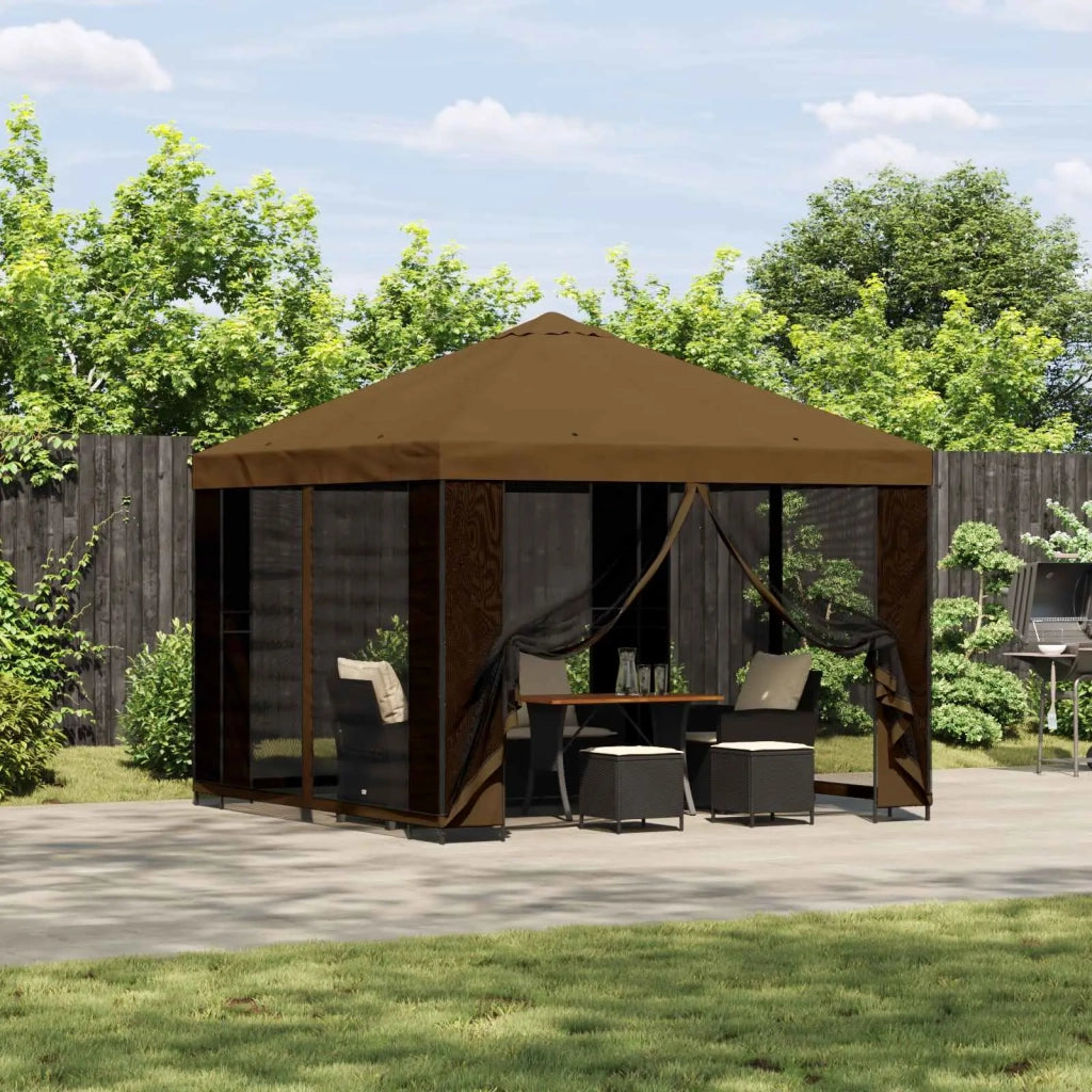 Gazebo da giardino con pareti laterali 3 x 3 m Tortora 900342