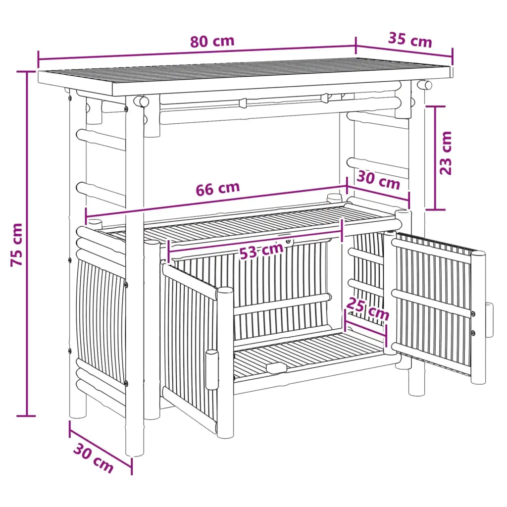 Tavolo consolle con lo scaffale Naturale 80 x 35 x 75 cm Bambù