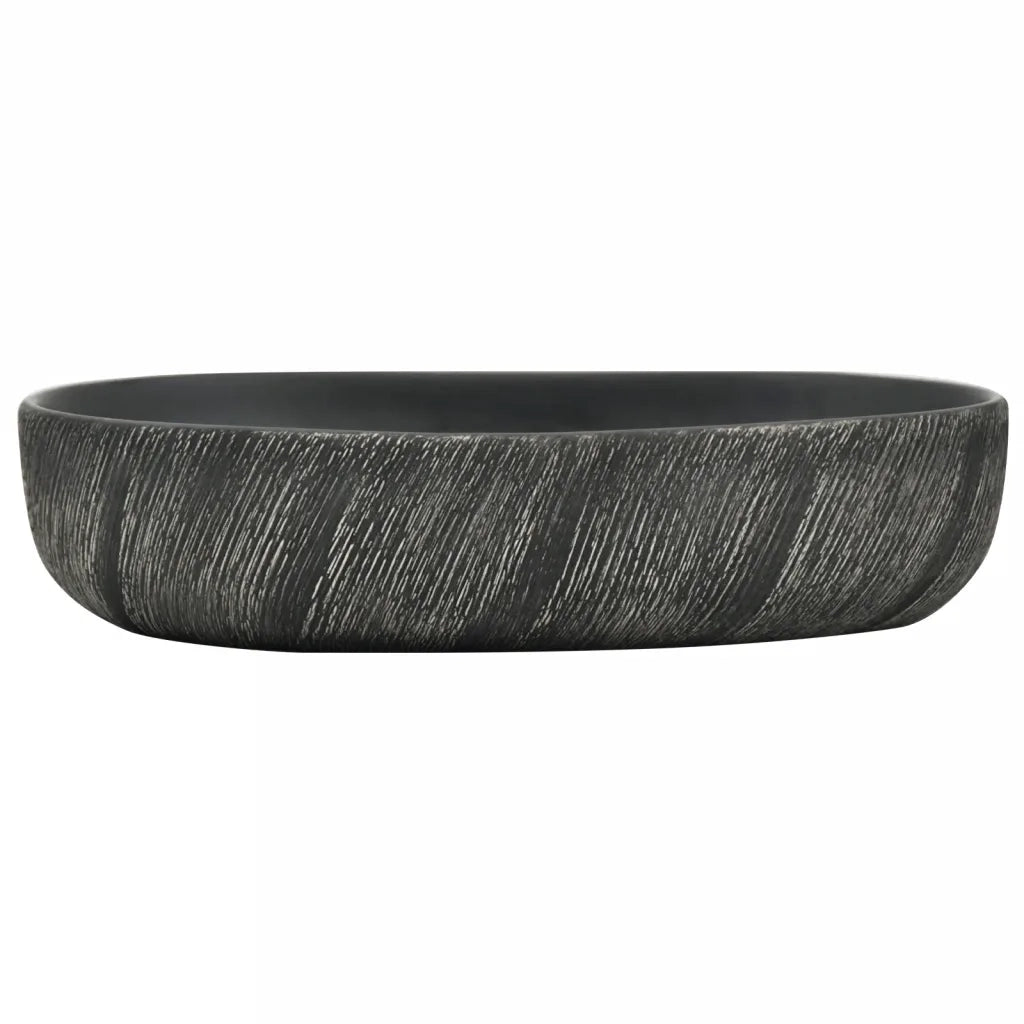 Lavabo da Appoggio Nero Ovale 59x40x14 cm Ceramica 155102