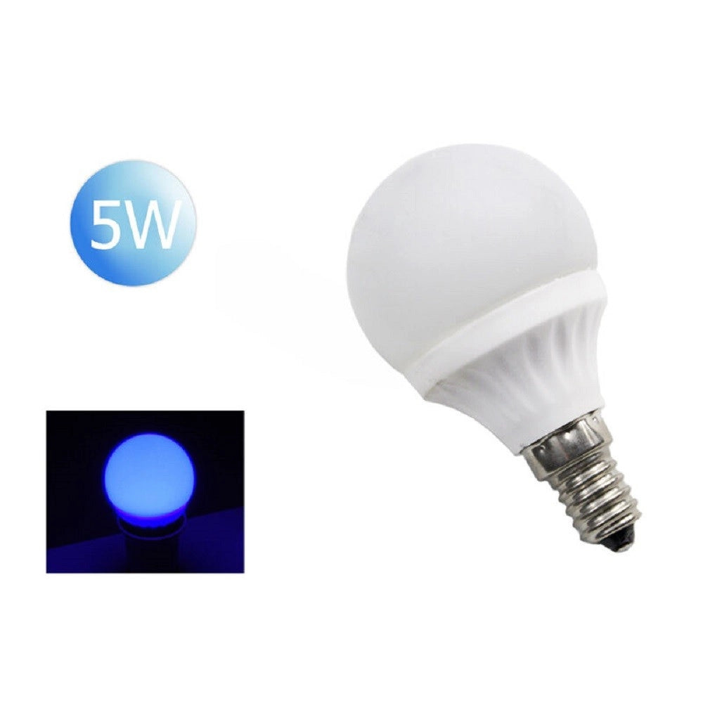 Trade Shop - Lampadina Led Sfera E14 5 Watt Luce Rossa Verde E Blu Colorata Lampada A5003 - -blu      -