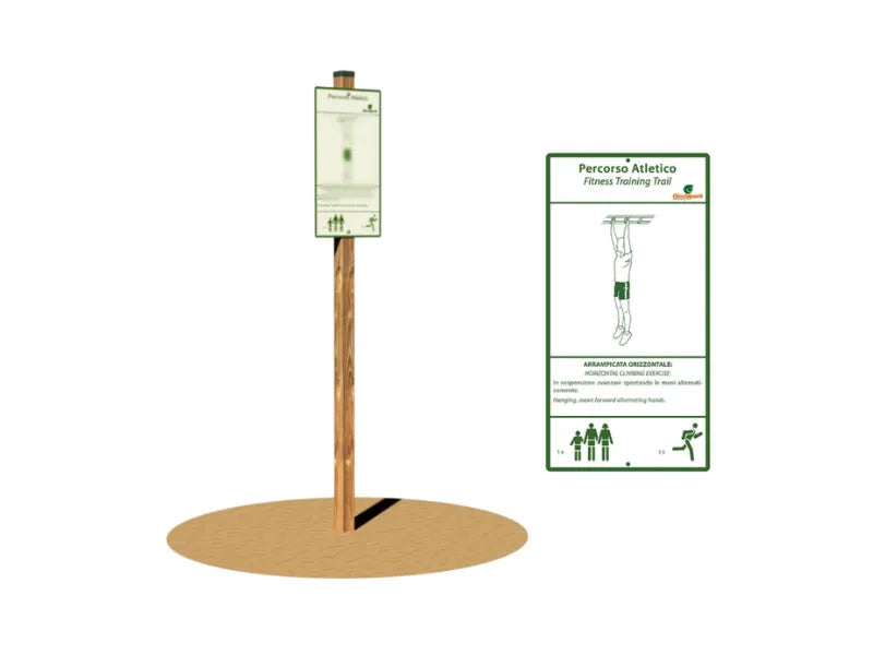 Arrampicata Orizzontale Giochipark legno 9x9cm acciaio Ø 4cm prese antiscivolo