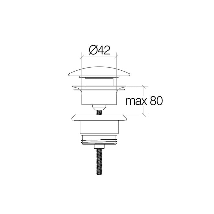 Lineabeta - Piletta click clack regolabile 0-80 mm con tappo antracite
