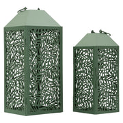 Set di due lanterne Carving in metallo con intagli a foglia