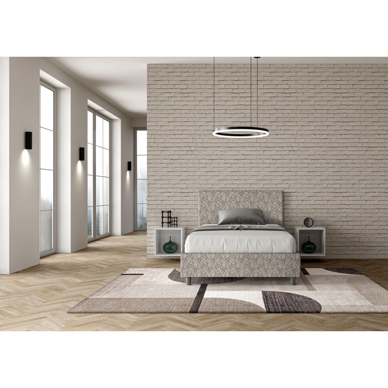Letto imbottito 1 piazza e mezza 120x190 cm tessuto Era Adele - Contenitore,Grigio
