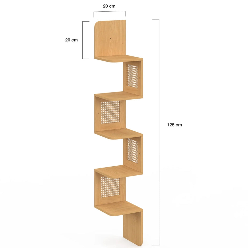 IDMarket - EDHEN Scaffale angolare a parete a 5 livelli in finitura faggio