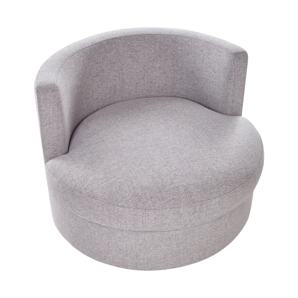 Poltrona Grigio in poliestere con base girevole in ferro Due cuscini sfoderabili Schienale rotondo Soggiorno moderno in stile glam
