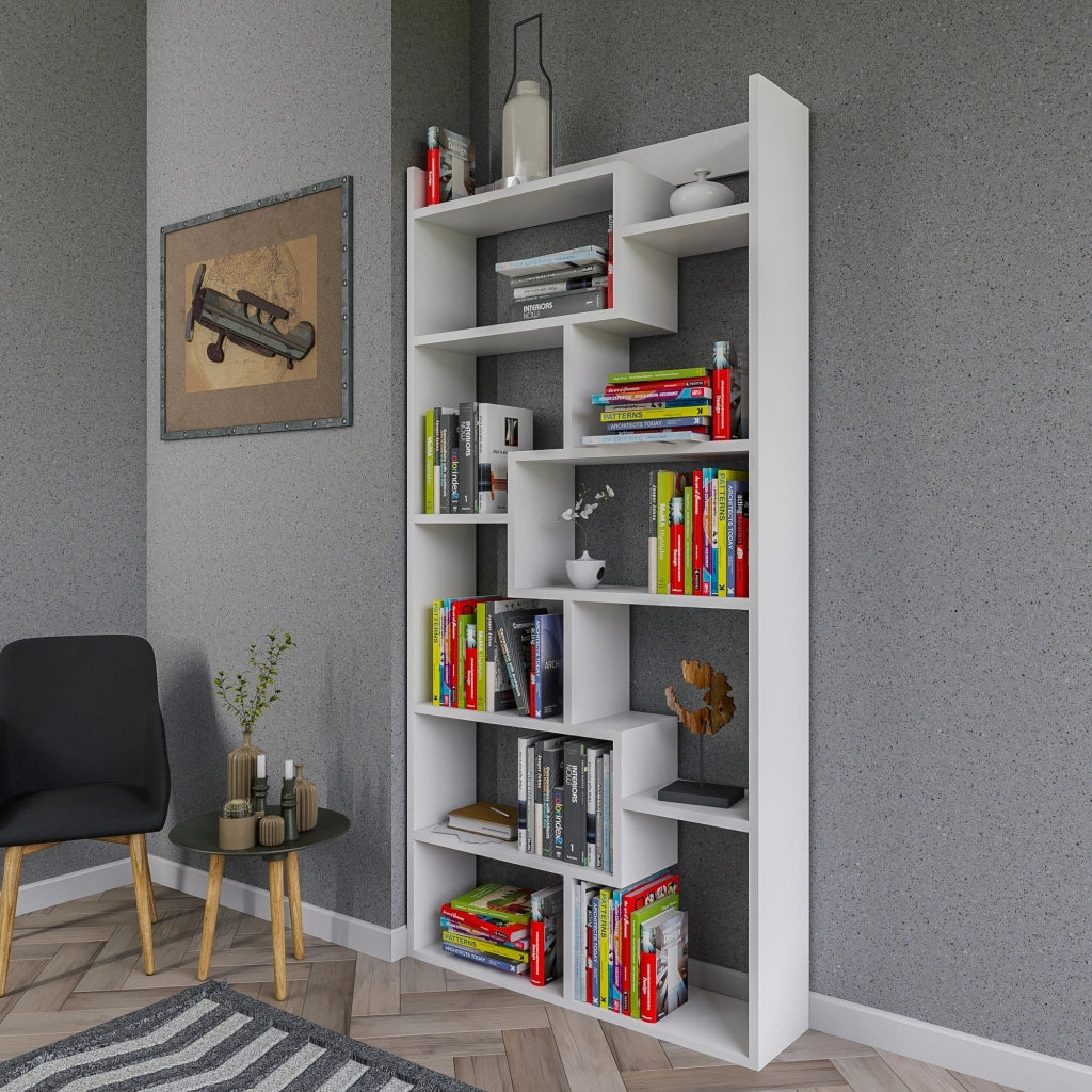 Libreria in legno "Kuttap" - 90 x 22 x 182 cm - Bianco
