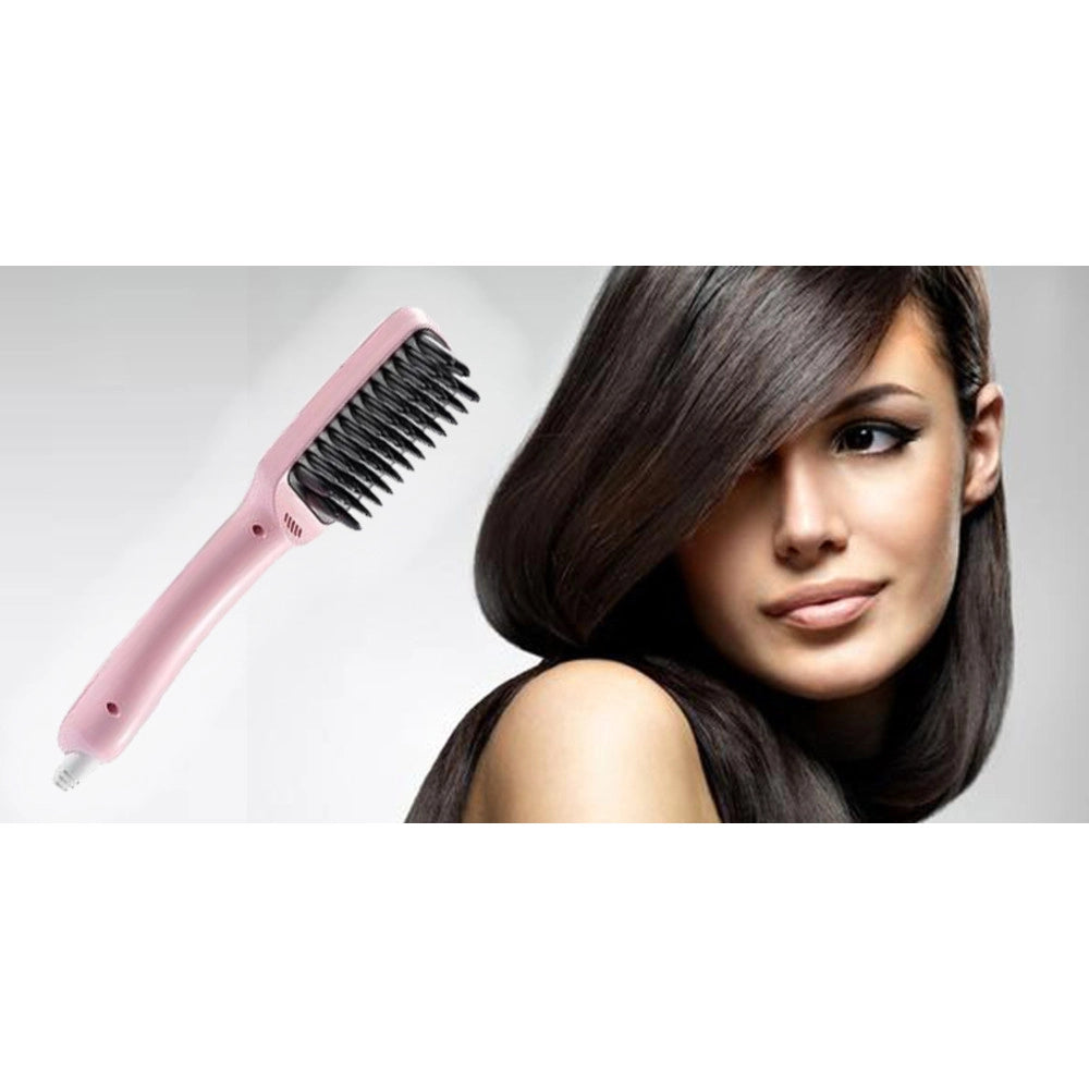 Trade Shop - Spazzola Ionica Elettrica Riscaldante Lcd Snoda Liscia Capelli Lisci 2 In 1 Ptc -