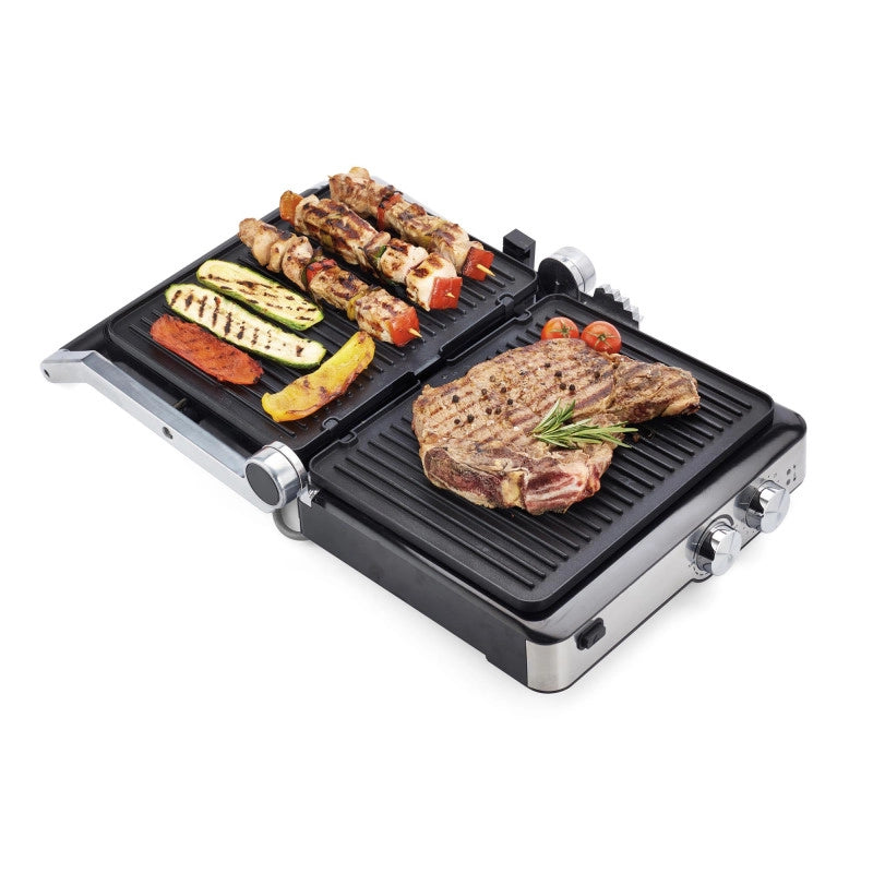 Griglia Elettrica - Piastre Antiaderenti Removibili - 5 Temperature - 2000 Watt - Acciaio Inox