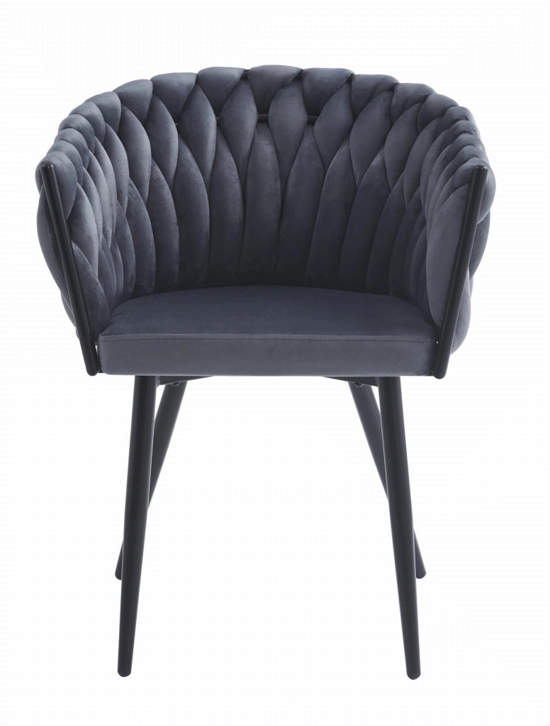 Sedia VALORA MAYAN - Design ergonomico in velluto grigio scuro x2