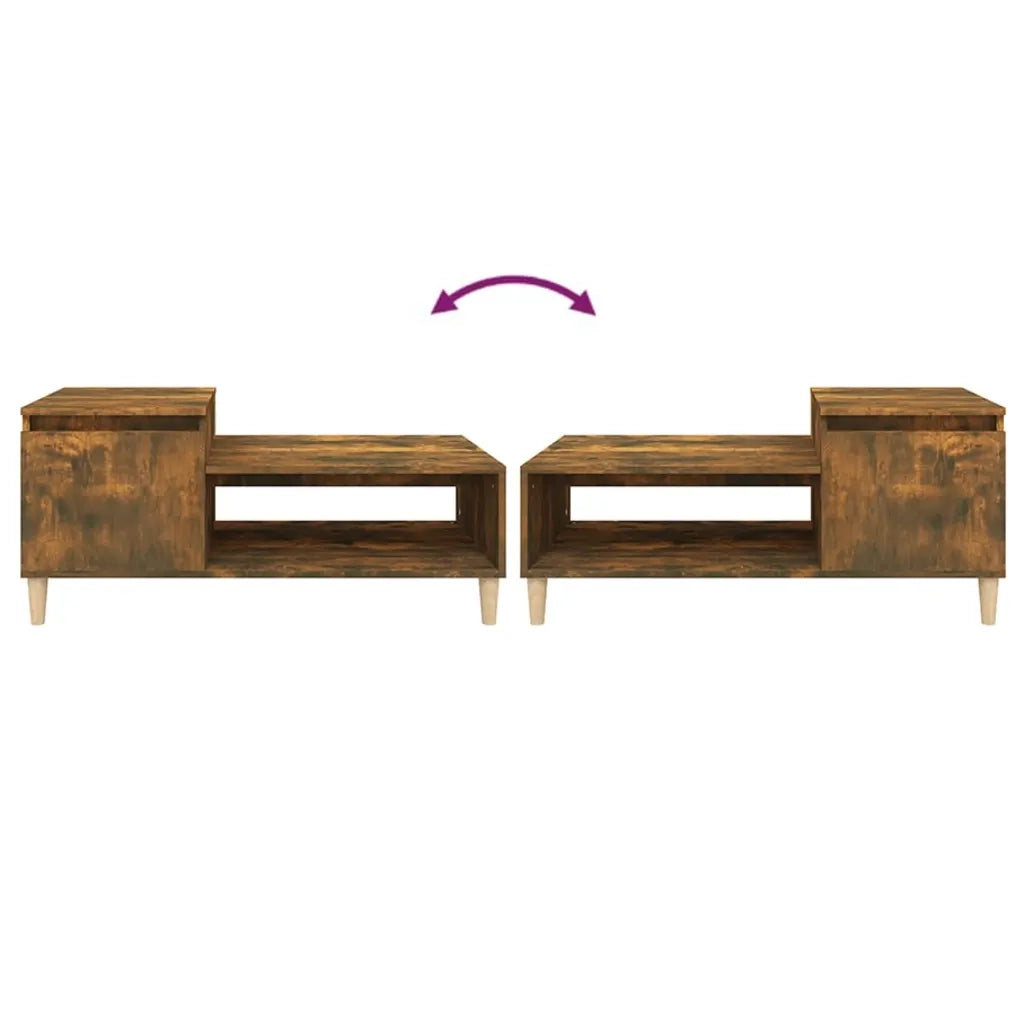 Tavolino da Salotto-Tavolino da soggiorno-Tavolo Rovere Fumo 100x50x45 cm Legno Multistrato 288875
