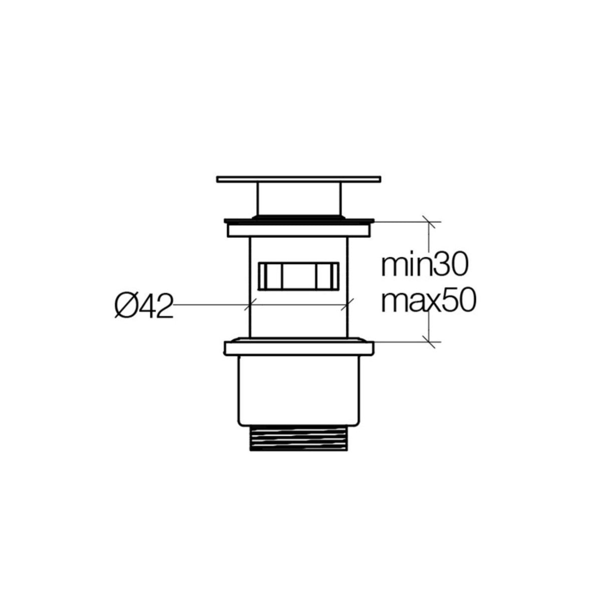 Lineabeta - Piletta click clack con troppopieno regolabile 30-50mm ottone cromato