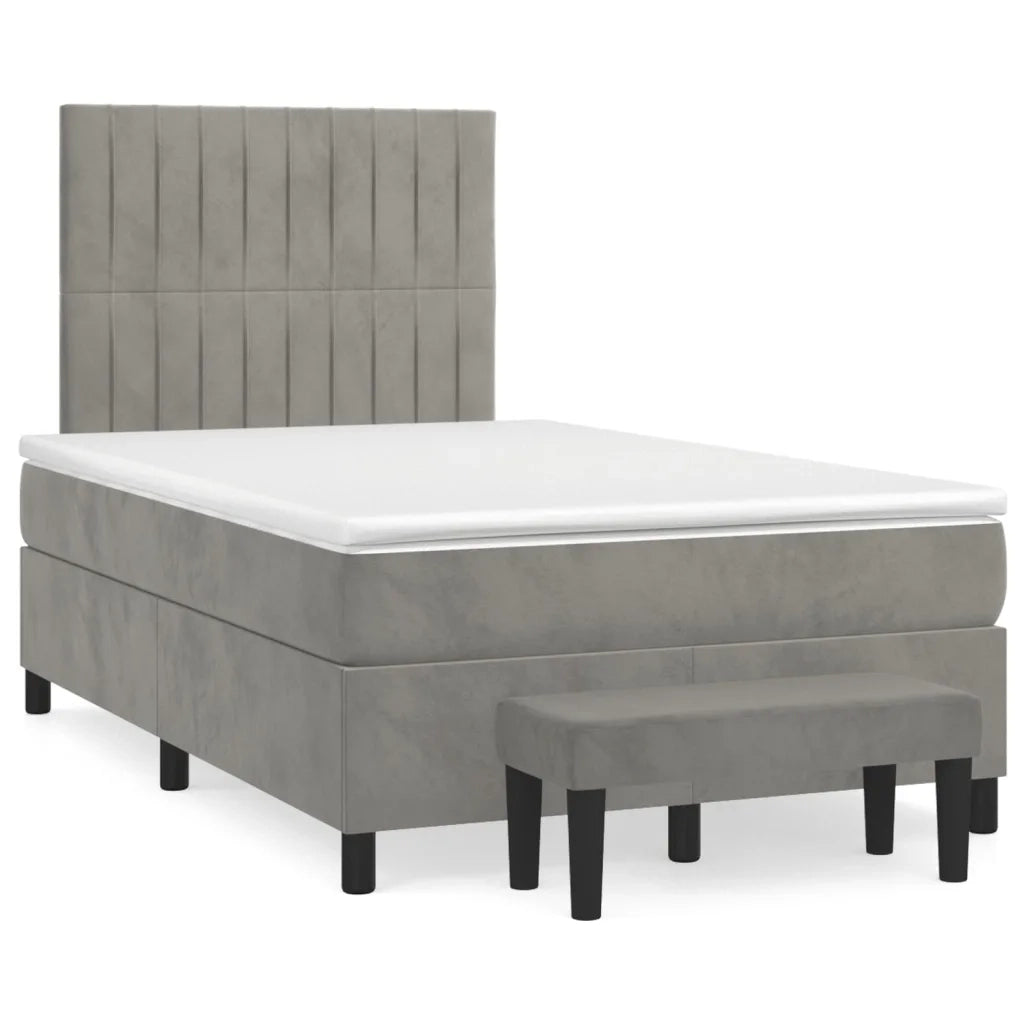 Giroletto a Molle con Materasso Grigio Chiaro 120x200cm Velluto 3137953
