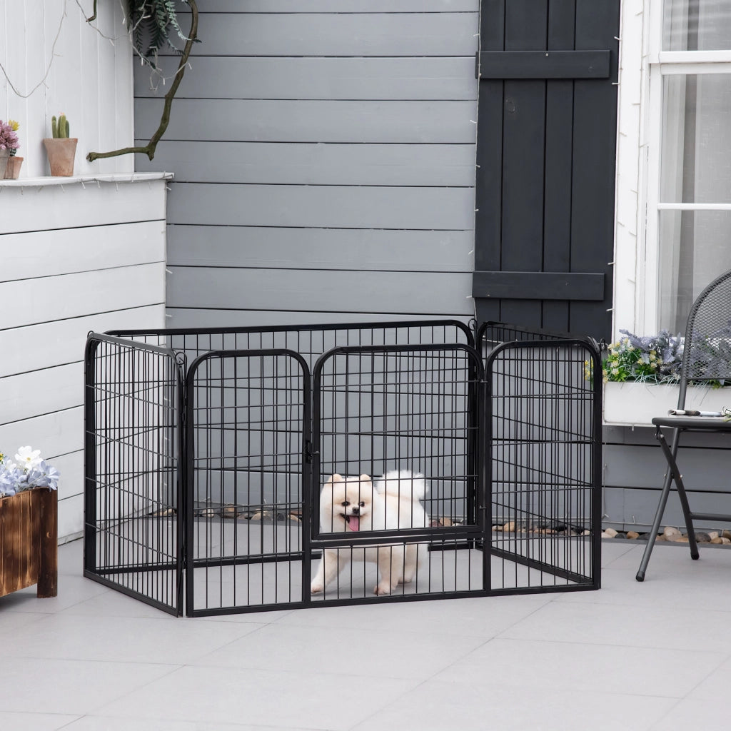 Recinto per Cani 4 Pannelli in Metallo con Porta ¨C zephmum ¨C Nero 125x80x70 cm