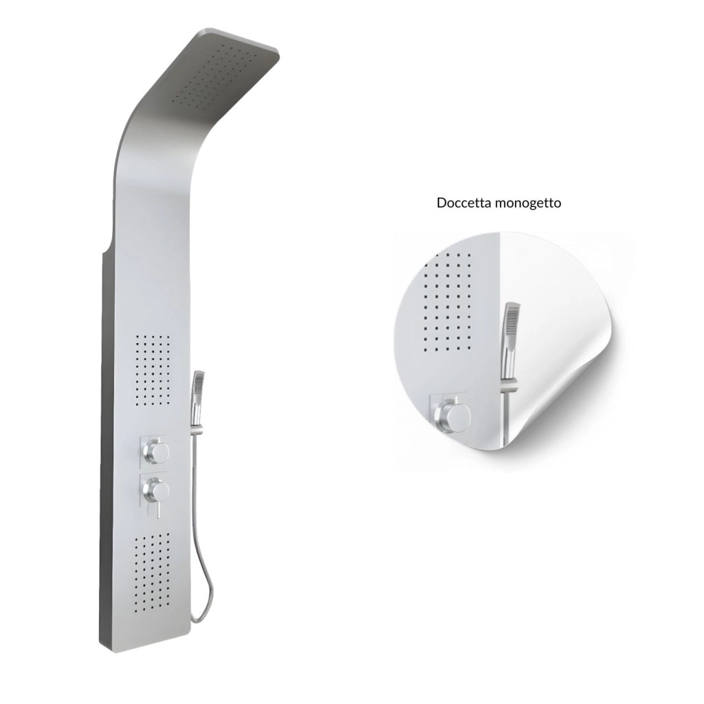 Colonna doccia 3 funzioni acciaio inox 2 bocchette idro lombari l20xp44xh140 001b *** finitura- spazzolato, confezione 1
