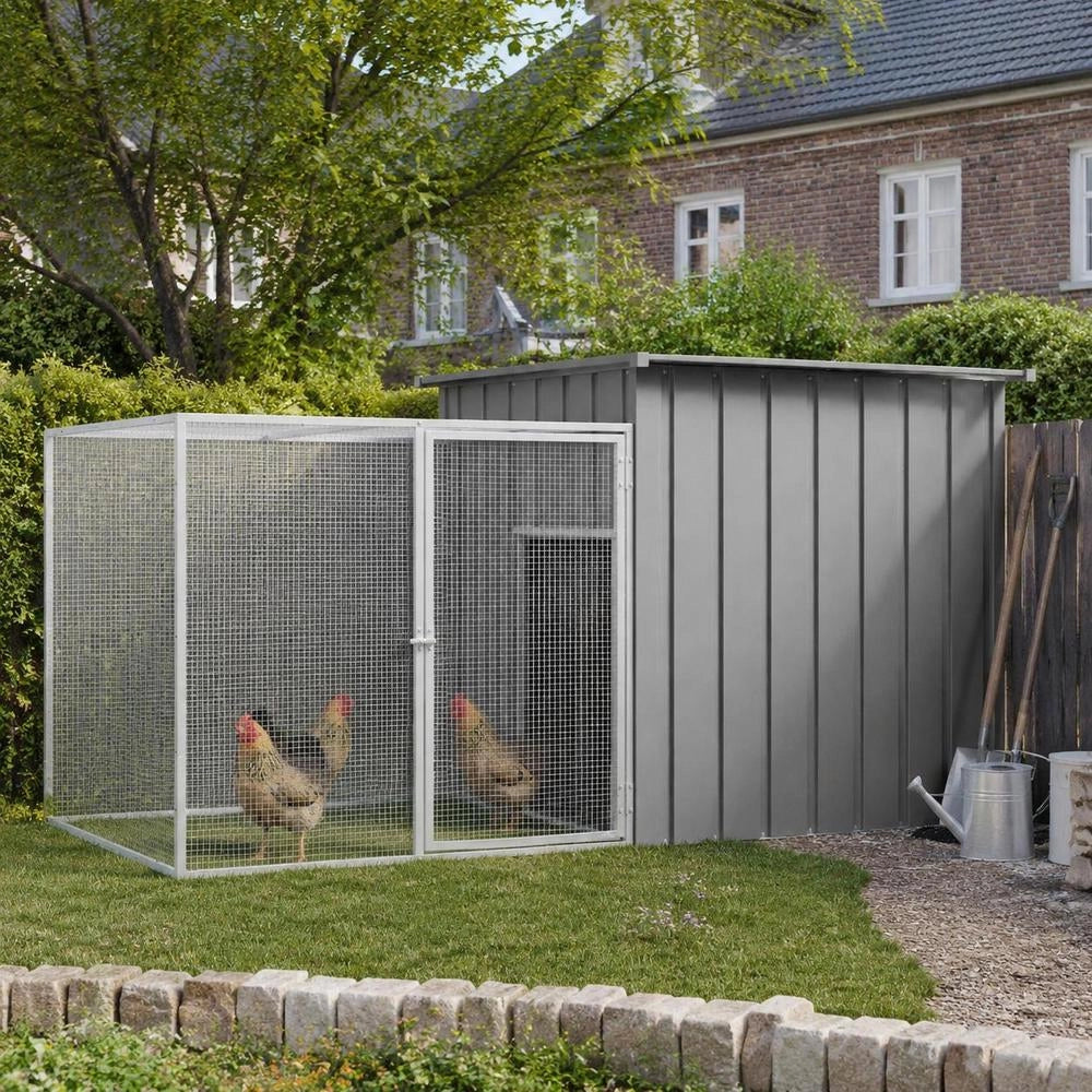 Chicken Cage Grey 200x91x100 Cm Galvanized Steel