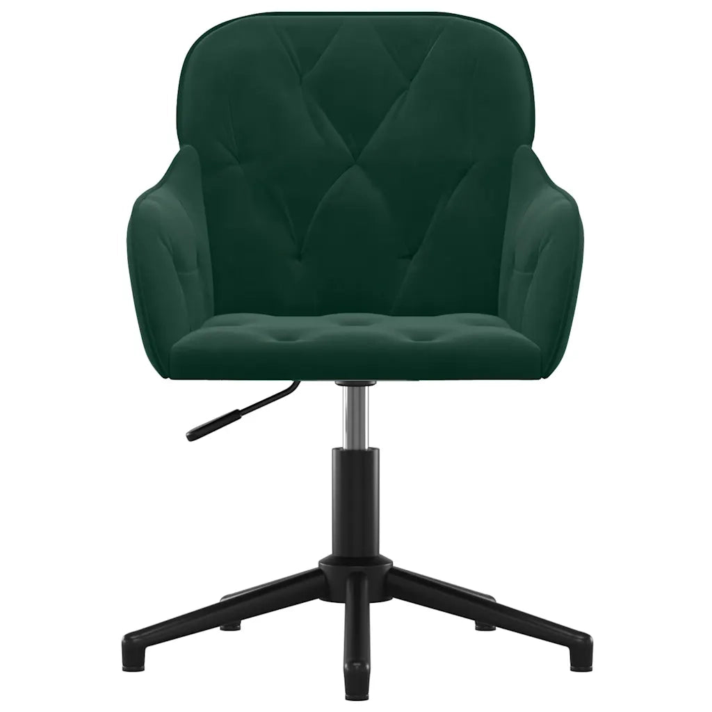 Sedia da Ufficio Girevole Verde Scuro in Velluto 344858