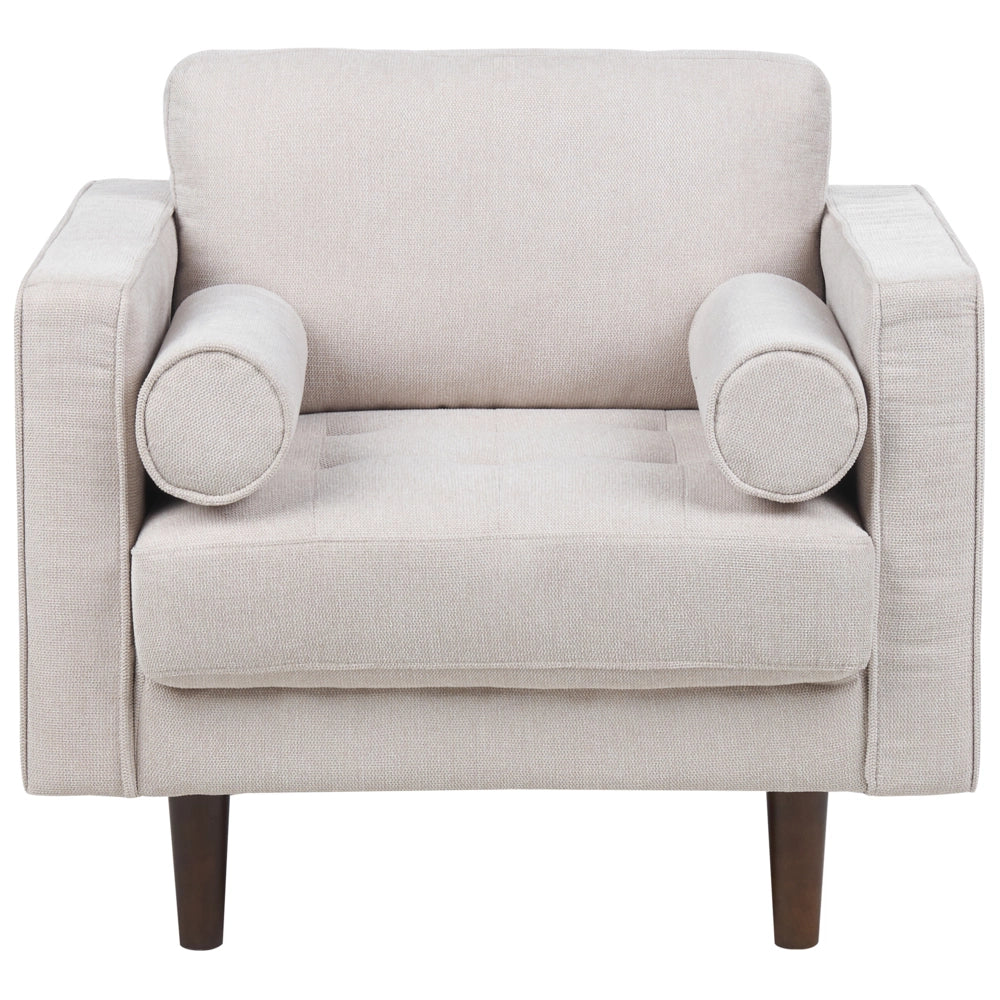 Set da soggiorno divano 3 posti e poltrona Imbottiti in tessuto beige con schienale imbottito stile retrò soggiorno