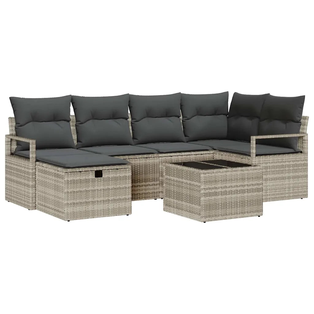 Set di divani con cuscino 7 pcs Grigio chiaro polyrattan 3359191