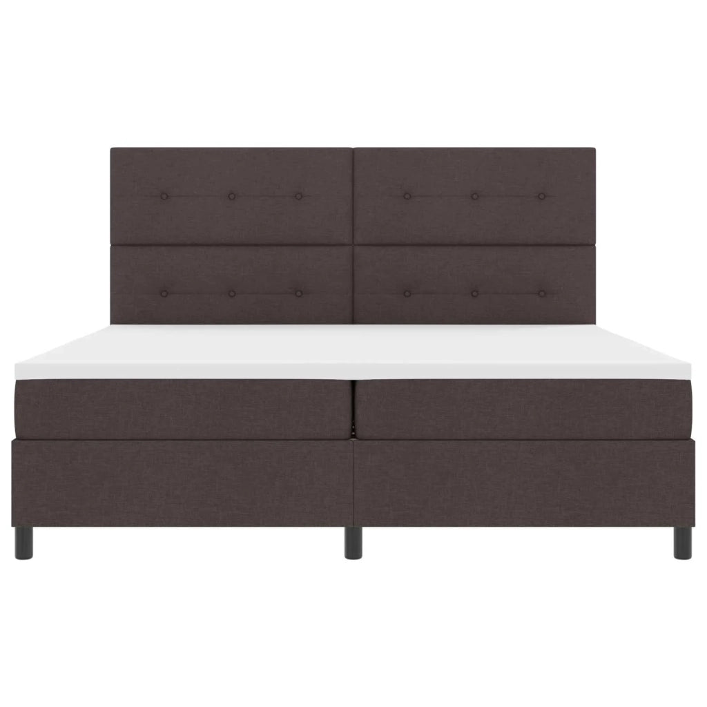 Letto a molle con testiera Marrone scuro 200 x 200 cm Tessuto 3342896