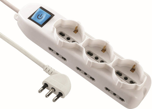 multipresa 6prese bipasso /+schuko,salvaspazio figura 3 cod:ferx.539