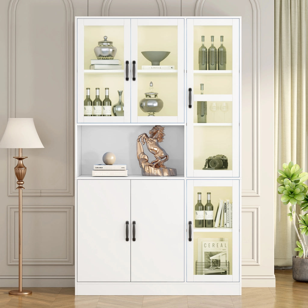 Vetrina 120x40x200 cm con illuminazione LED in MDF bianca