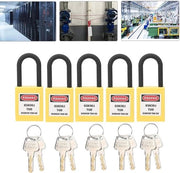 Sistema di Blocco Tagout - 10 Set con 2 Chiavi per Slot - Progettato in Nylon - Impermeabile - Chiave di Sicurezza per Blocco Tagout - Giallo .