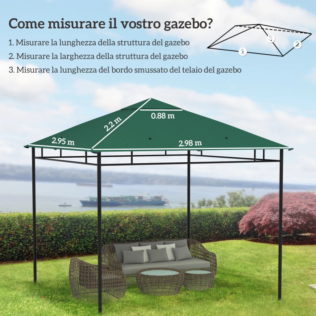 Tetto per Gazebo da Giardino 3x3m ¨C zephmum ¨C Poliestere Verde