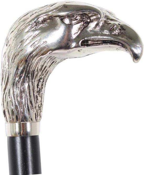 Design cucchiaio con testa di aquila - 70 cm - nero e argento - manico in legno