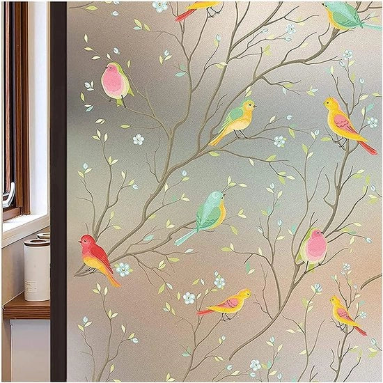 Folie di vetro in stile vetrata decorativa per zonoluce, statica, mat, adesiva, ondorosso, 45 x 300cm.