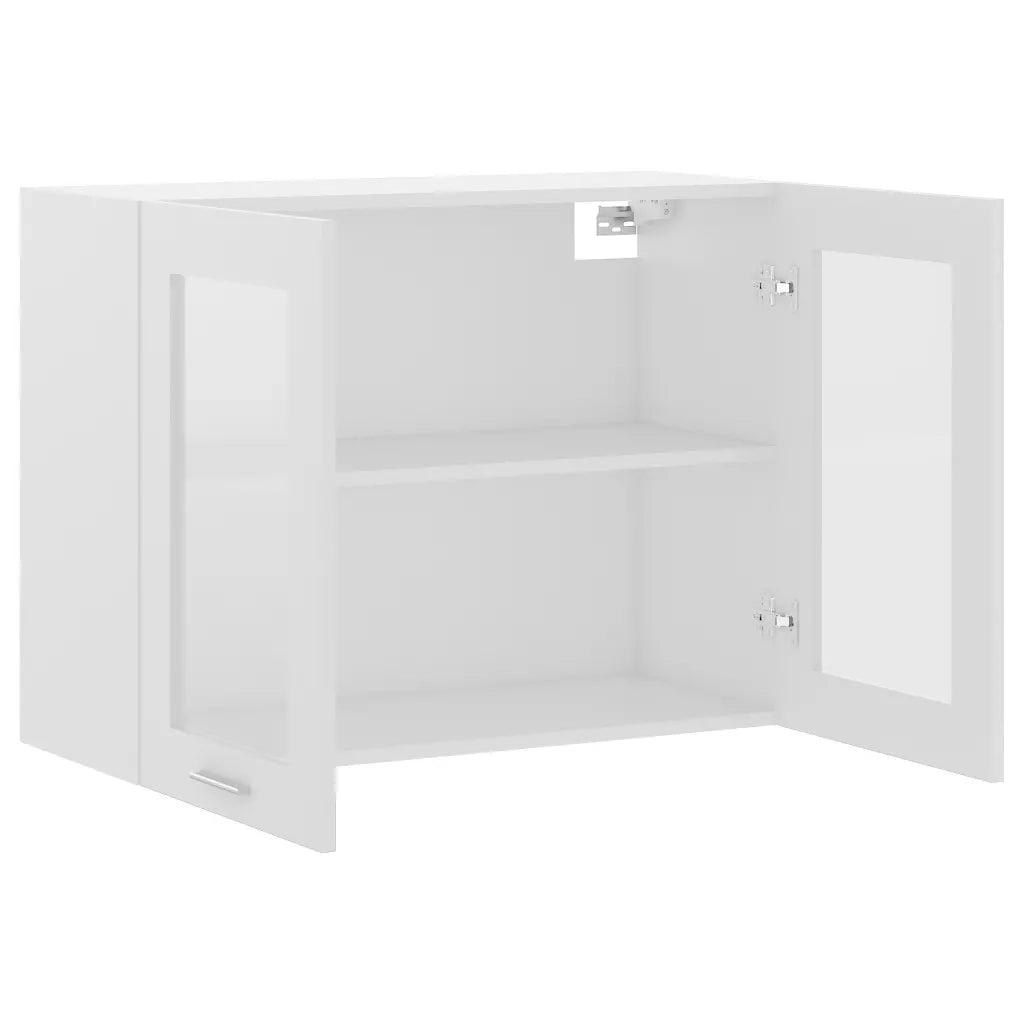 Mobile Pensile con Vetro “Lyon” Bianco 80x31x60 cm 802529