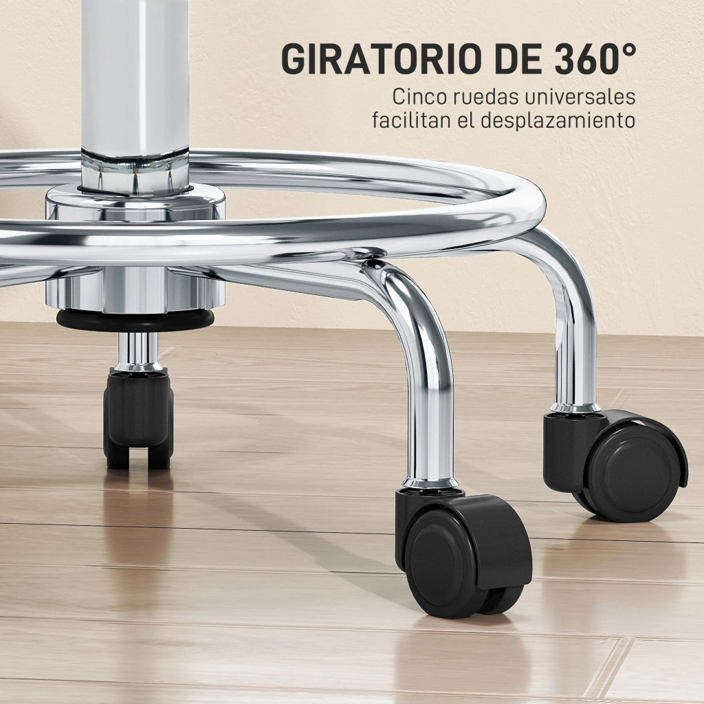 Sgabello Girevole Regolabile con Seduta Imbottita e Ruote ¨C Zephmum ¨C Nero 34x34x50-66 cm