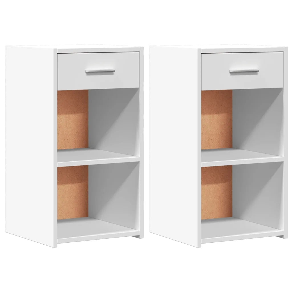 Comodini 2pz-Set di 2 Tavolino da notte Bianchi 35x34x65 cm in Legno Multistrato