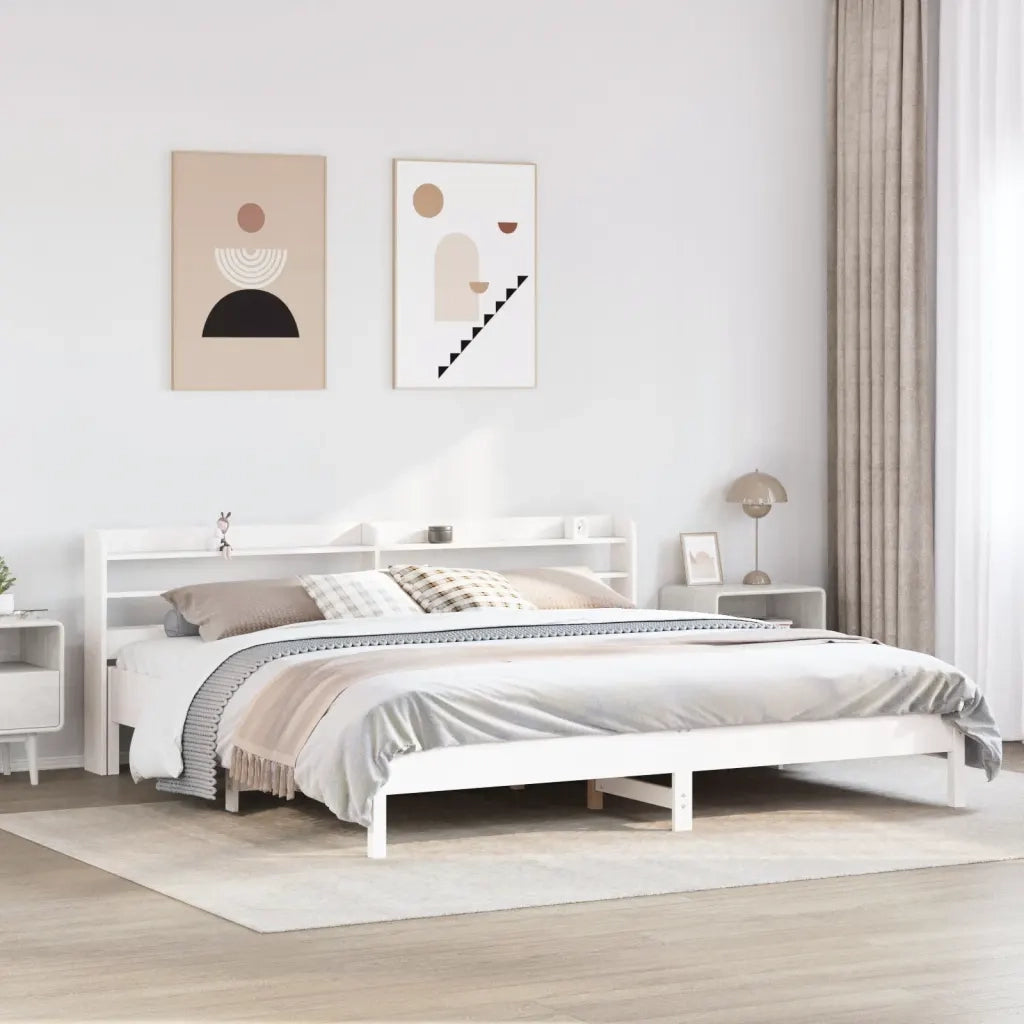 Giroletto senza Materasso Bianco 200x200 cm Legno Massello Pino 3306877