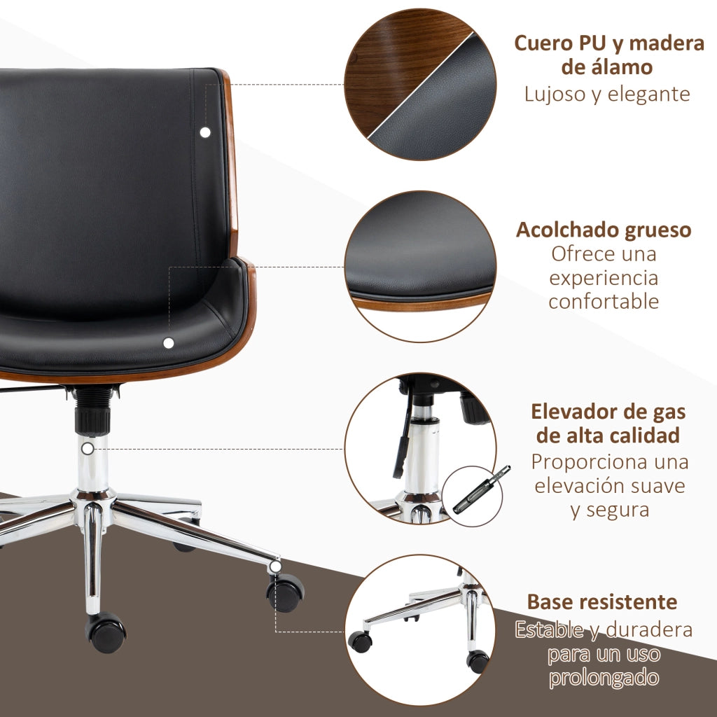 Sedia da ufficio girevole con schienale regolabile ¨C zephmum ¨C nero 51x65,5x82-92 cm