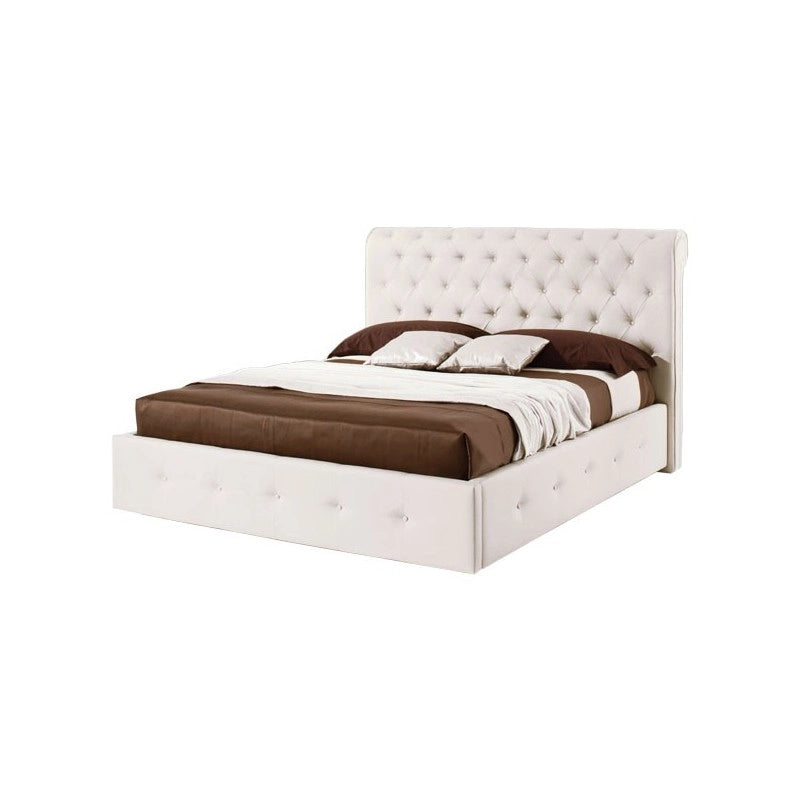 Letto matrimoniale c- contenitore in ecopelle Bianco 180x223xh.120 cm EFFEZ