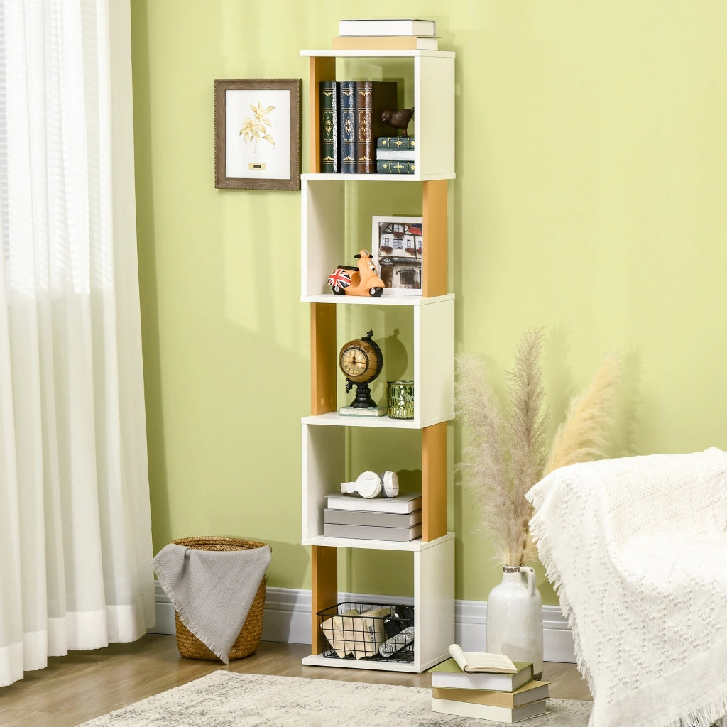Libreria a S con 5 Ripiani ¨C Xylo ¨C Legno Bianco 33x28x161 cm