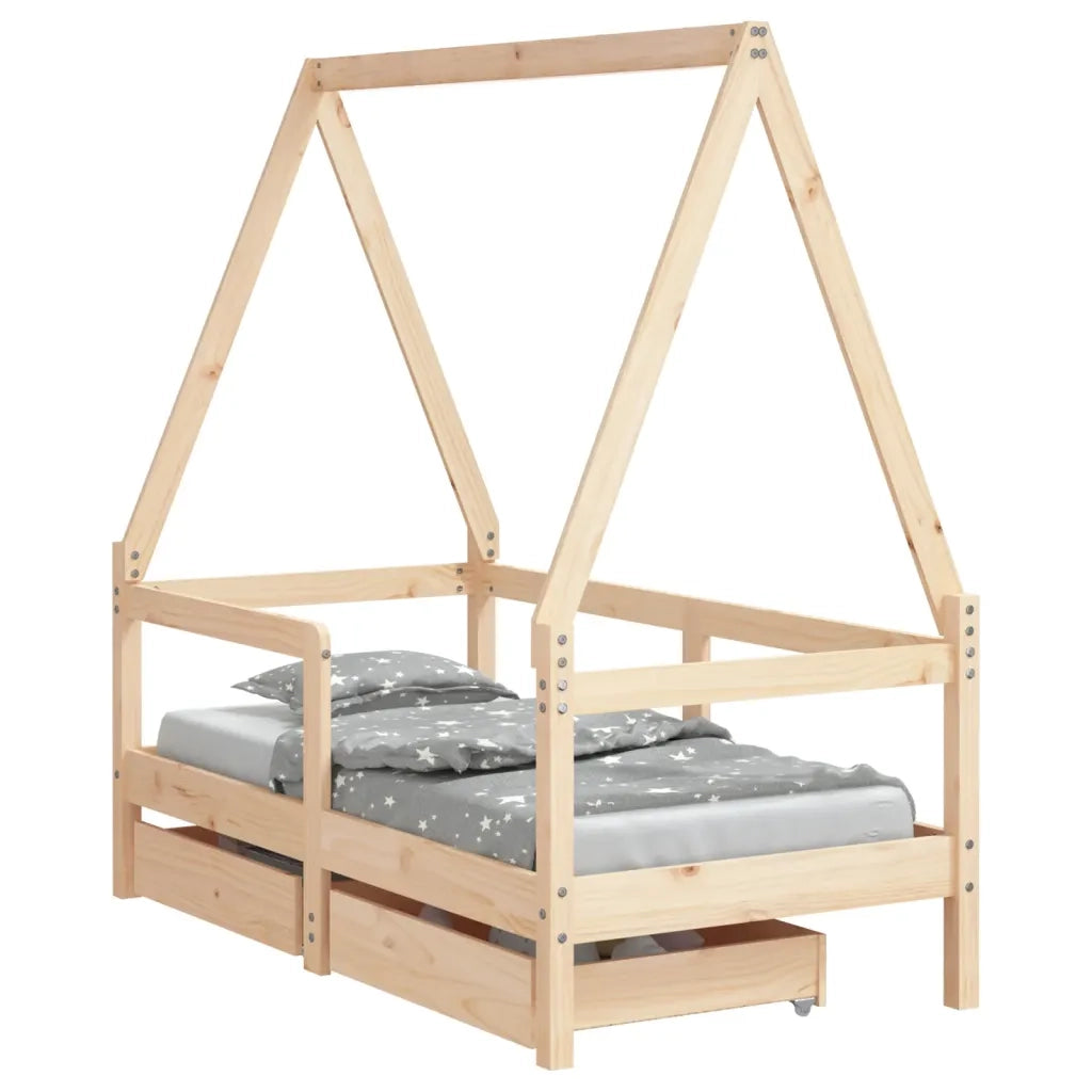 Giroletto Bambini | Letto Infantile | Lettino con Cassetti 70x140 cm Legno Massello di Pino