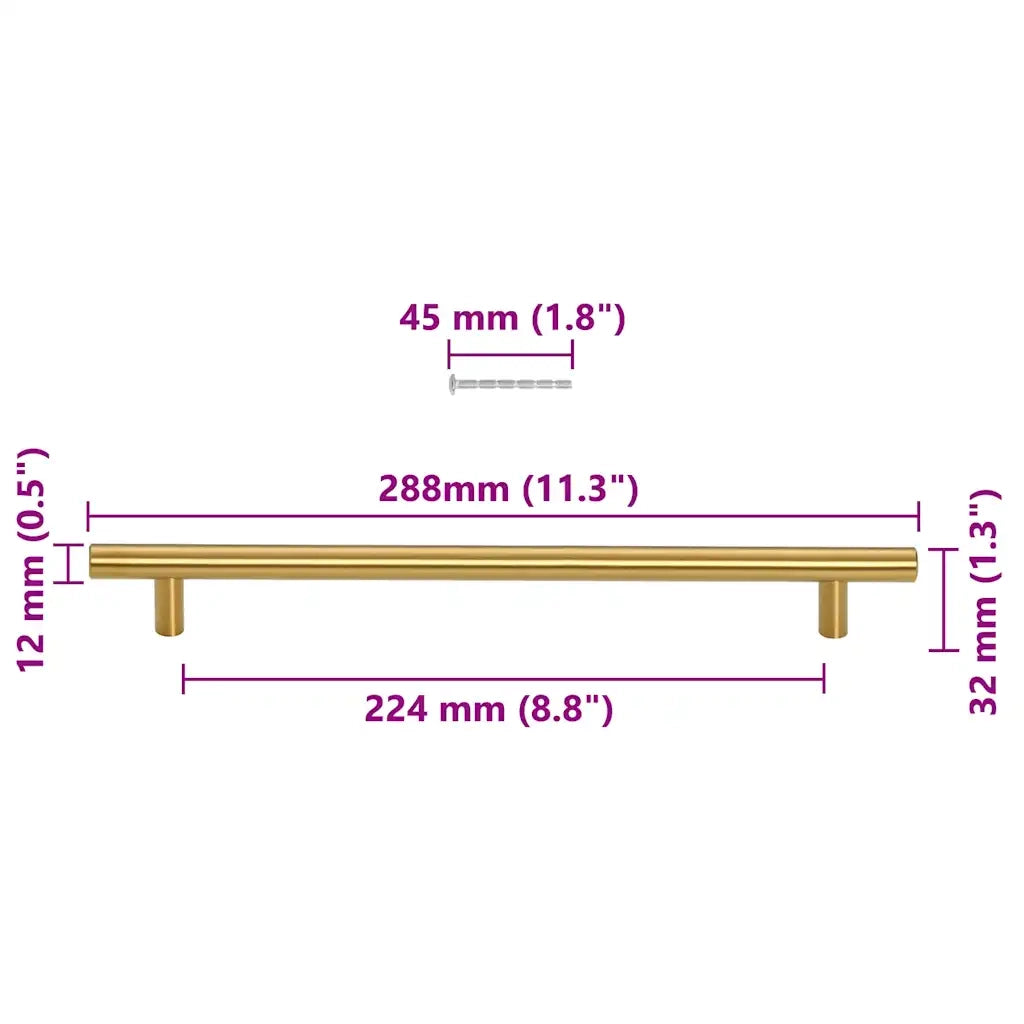 Maniglie per Mobili 5pz Oro 224mm in Acciaio Inox 155361