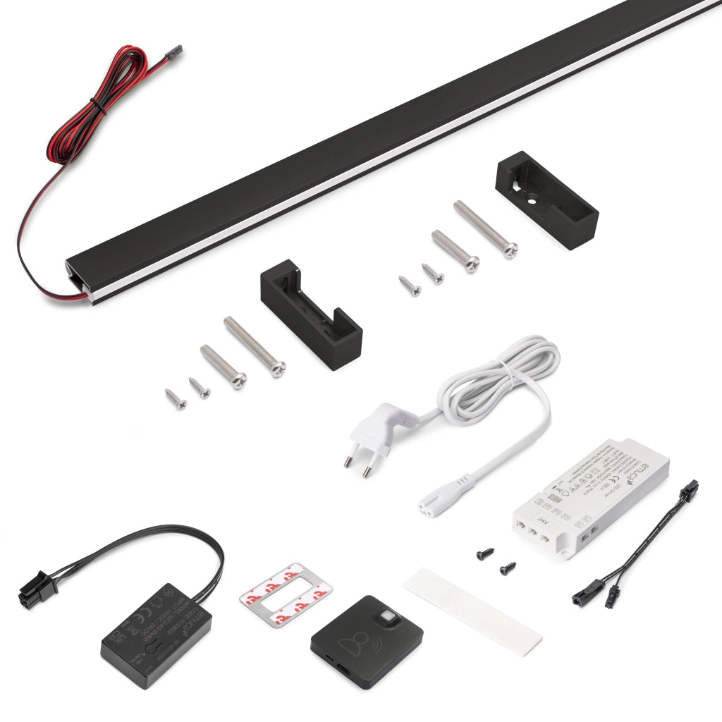 Kit barra per armadio Luxe, striscia LED 4,5x8 Neonlynx V, sensore di movimento RF Smart e convertitore Smart (24V DC)