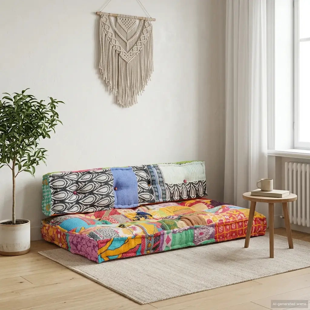 Cuscino per sedie | Cuscino per Divani Pallet Multicolore in Tessuto Patchwork