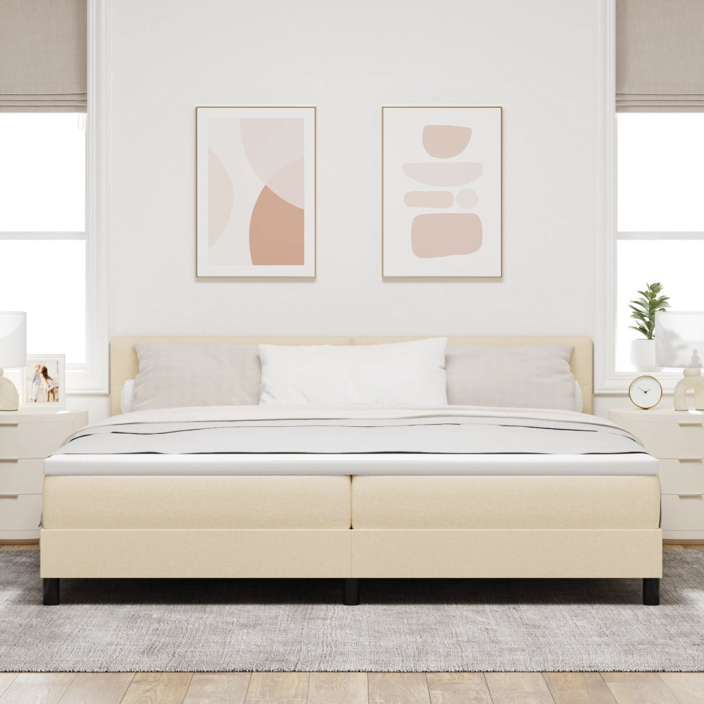 Letto con rete e materasso crema 200x200 cm tessuto