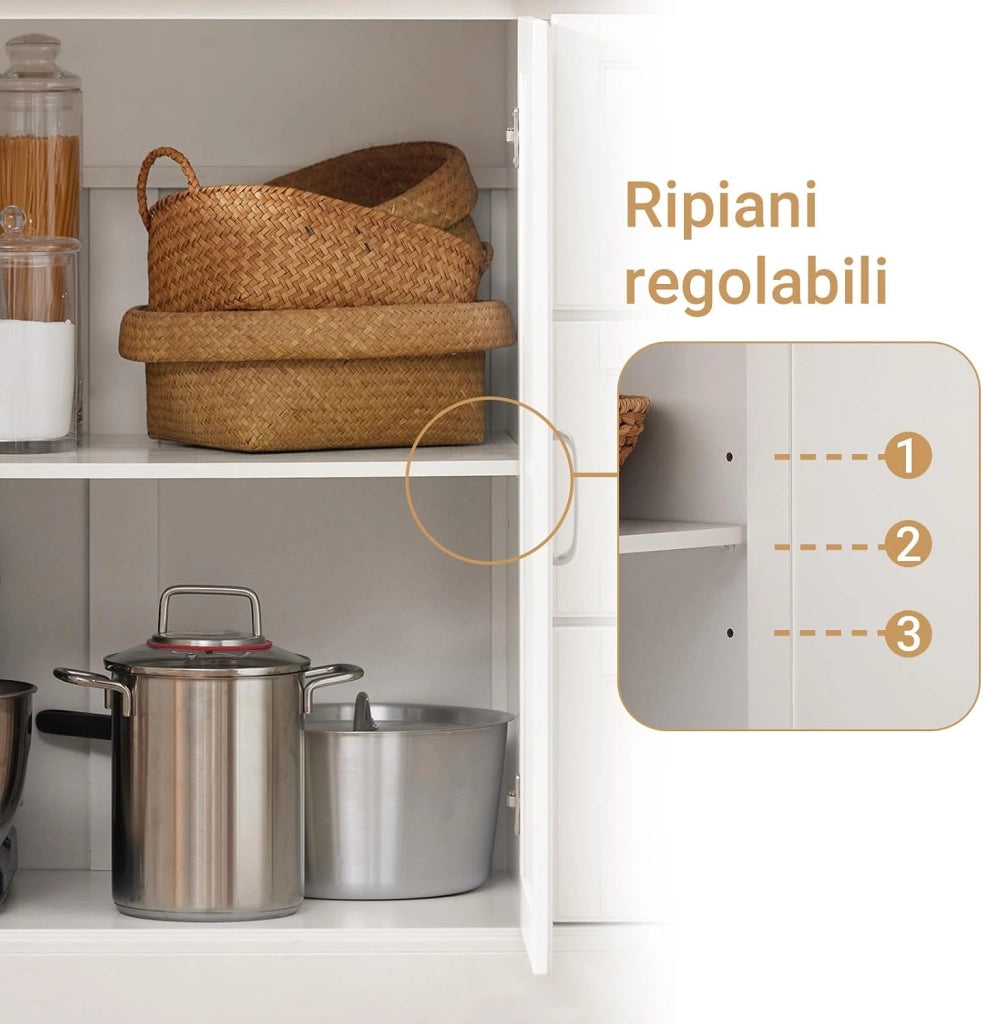 isola cucina piano lavoro in acciaio inox anti-impronta carrello da cucina con ruote mobile cucina con 3 cassetti Bianco 130x91x(46-71) cm FKW41-ST