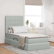 Letto con contenitore e materasso Grigio chiaro 100 x 200 cm
