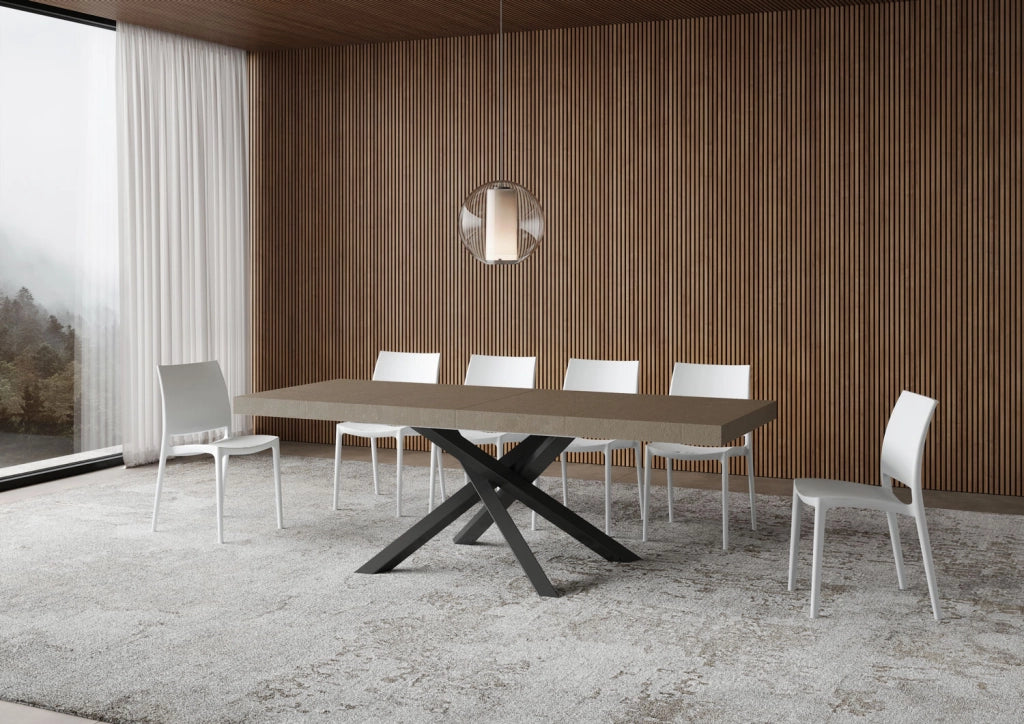 Tavolo allungabile 90x120/224 cm Volta Premium tortora gambe antracite