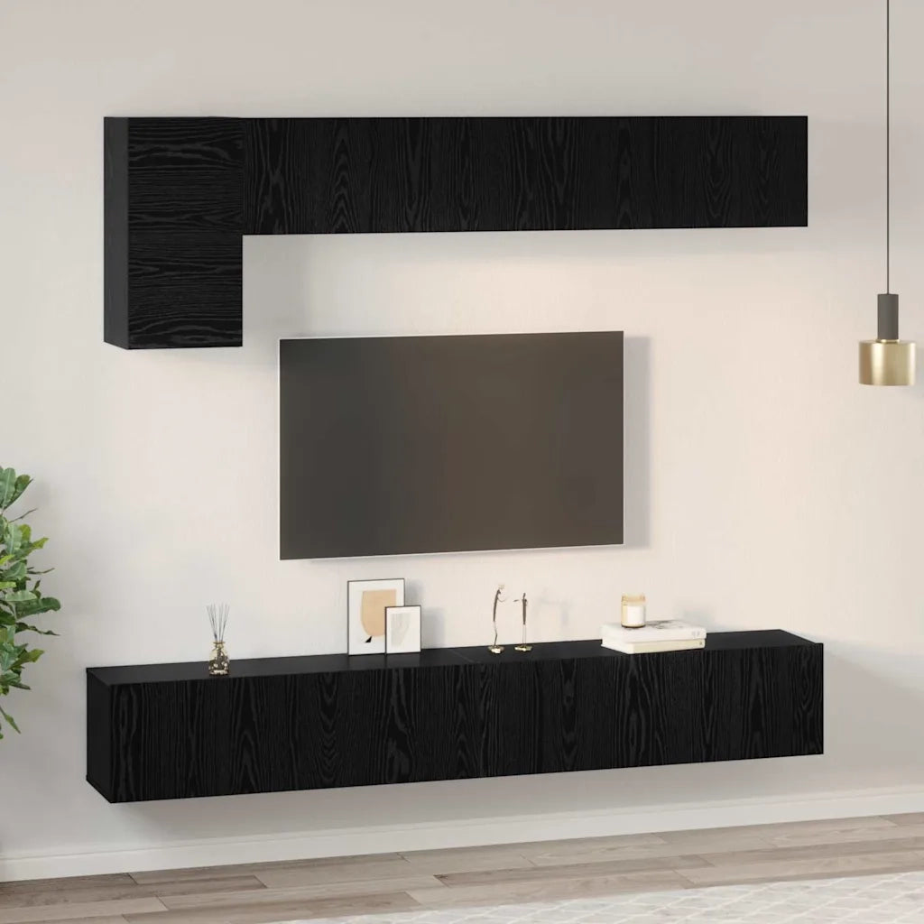vidaXL Set mobile TV 5 pcs Rovere nero 100 x 30 x 30 cm