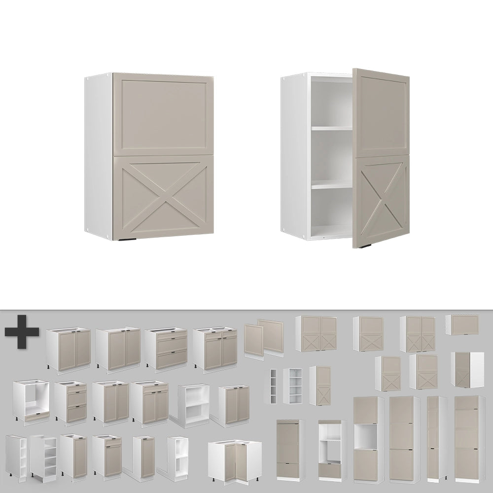 Pensile da cucina Fame-Line GrigioBeige/Bianco 50 cm Vicco